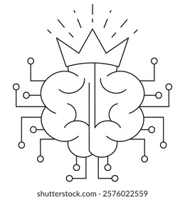 Superintelligence SI icon. Simple outline monochrome black vector pictogram with thin lines on a transparent background. Line thickness is editable