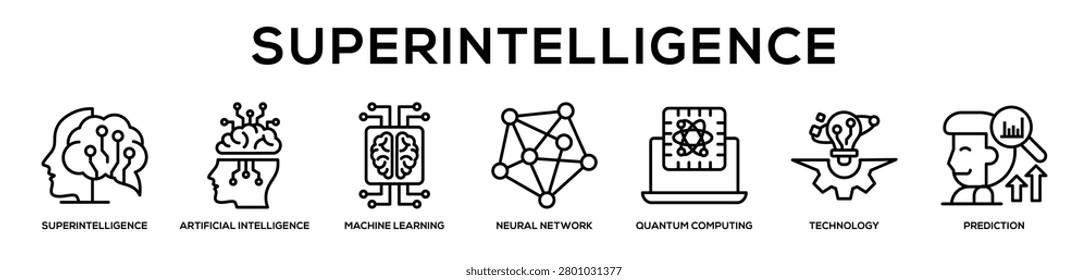 Superintelligence web banner icon illustration concept
