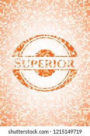 Superior abstract emblem, orange mosaic background