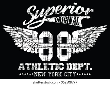 Superior Athletic Dept. Nyc Varsity Sport vector print and varsity. For t-shirt or other uses in vector.T shirt graphic