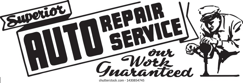 Superior Auto Repair Service - Retro Ad Art Banner