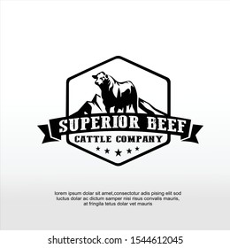 superior beef logo design vector, Retro Vintage Cattle Angus Beef Emblem Label logo design vector