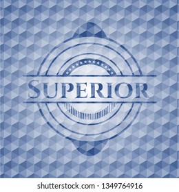 Superior blue emblem with geometric background.