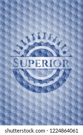 Superior blue emblem with geometric pattern.