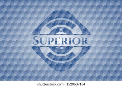 Superior blue hexagon emblem. Vector Illustration. Detailed.