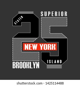 superior Brooklyn design,vector typography artistic line concept,ny trendy apparel print,illustration art,letter style,number