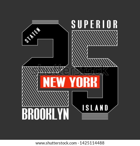 superior Brooklyn design,vector typography artistic line concept,ny trendy apparel print,illustration art,letter style,number