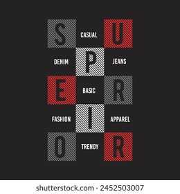 Superior Casual Jeans, Design Typografie Vektorillustration