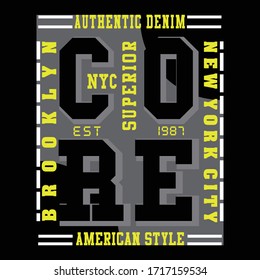 SUPERIOR CORE typografisches Design auf Hemd, Vektorillustration Illustration, Vektorillustration Typografie