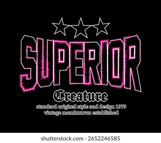 Design de letras superior da tipografia da criatura. estilo retrô da faculdade vintage varsity. ilustração da moda para t shirt, capuz ou outra impressão do vestuário.