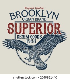Superior denim goods logo and label.Heritage vector design