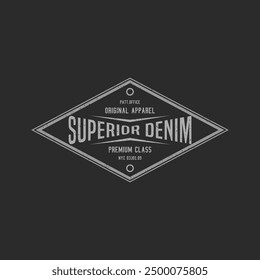 superior denim label design, t-shirt graphics, vectors