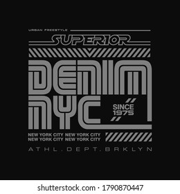 Superior denim print logo, new york city , t-shirt graphics, vector
