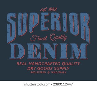 Superior Denim Real Diseño de camisetas editable de calidad real gráfico de impresión vectorial para hombres y mujeres