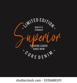 superior denim t-shirt design, print, vector illustration.
