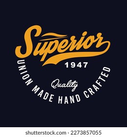 superior denim t-shirt design, print, vector illustration.