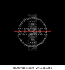 superior denim t-shirt design, print, vector illustration. 