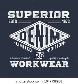 Superior Denim Workwear - Vintage Tee Design For Print