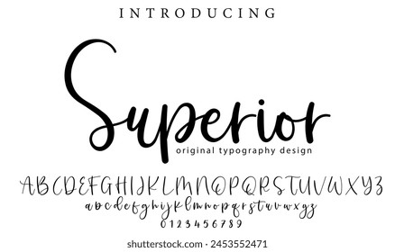 Superior Font Stylish brush painted an uppercase vector letters, alphabet, typeface