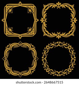 Superior Gold Floral Frames Premium Decorative Crafted Elements Set Pinnacle Quality