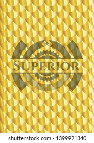 Superior golden badge or emblem. Scales pattern. Vector Illustration. Detailed.