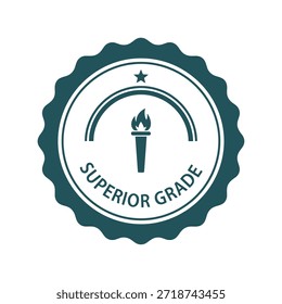 Selo de qualidade superior com ícone tocha Vetor