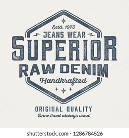 Superior Handcrafted Raw Denim - Aged Tee Design For Printing