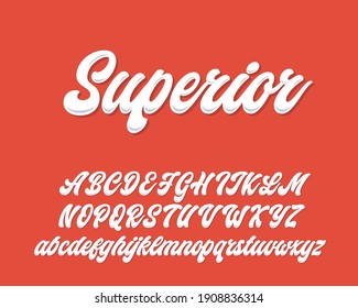 Superior lettering script. Vector alphabet.