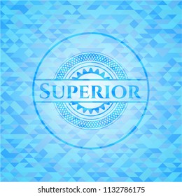 Superior light blue emblem with triangle mosaic background