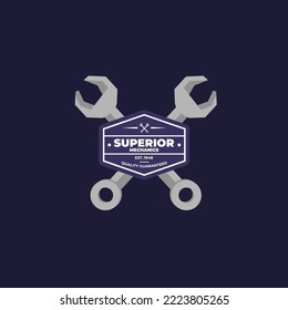 Superior mechanics vector mascot logo template.
