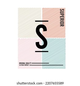 Superior Modern Typography poster Scribble Line block graphic t shirt print design vector