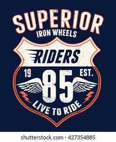 Superior Motorcycle typography  t-shirt graphics, vectors.