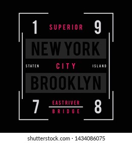 Superior new york brooklyn typography graphic design t shirt vector