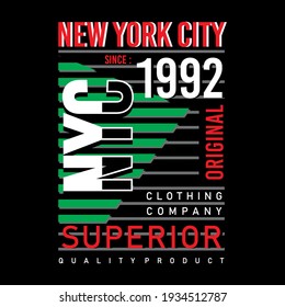 Superior New York City, Typhography Design, vector illustration