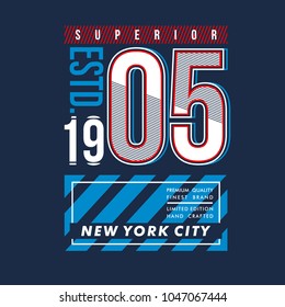 superior new york city typography tee shirt design graphic, vector illustration artistic good looking art