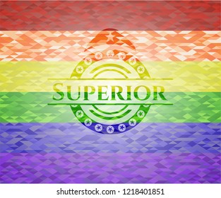 Superior on mosaic background with the colors of the LGBT flag