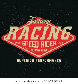 Superior performance, racing slogan typography, t-shirt graphics, vectors