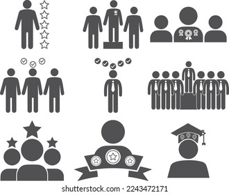 Superior person icon set, superiority icon set black vector