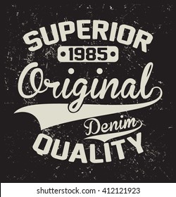 Superior quality denim vector print and varsity. For t-shirt or other uses in vector.T shirt graphic