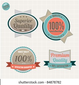 Superior Quality and Satisfaction Guarantee Badges Set  with retro vintage style