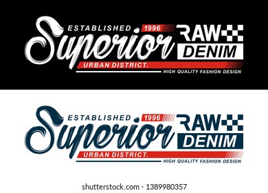 Superior raw denim, design vector typography varsity for print t shirt - Vector image