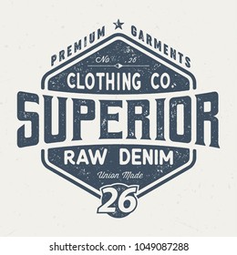 Superior Raw Denim - Vintage Tee Design For Print