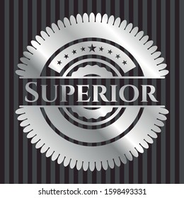 Superior silver badge. Vector Illustration. Mosaic.