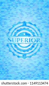 Superior sky blue emblem with triangle mosaic background
