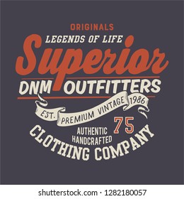 SUPERIOR STANDARD VINTAGE.DENIM COMPANY.VECTOR .Heritage vector design