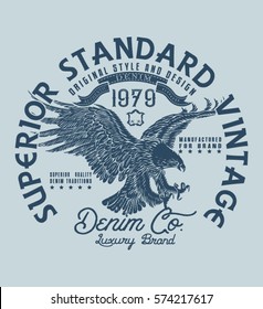 SUPERIOR STANDARD VINTAGE.DENIM COMPANY.VECTOR .Heritage vector design