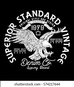 SUPERIOR STANDARD VINTAGE.DENIM COMPANY.VECTOR .Heritage vector design