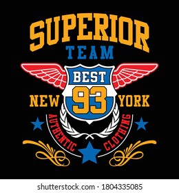 superior team with wing logo illustration, vector 