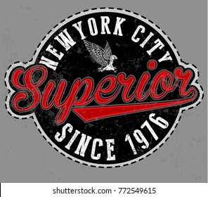 Superior tee graphic vector emblem