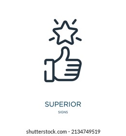 superior thin line icon. success, quality linear icons from signs concept isolated outline sign. Vector illustration symbol element for web design and apps.